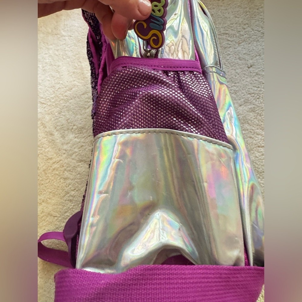 Unicorn Sequin Kids Backpack - Purple and Silver
