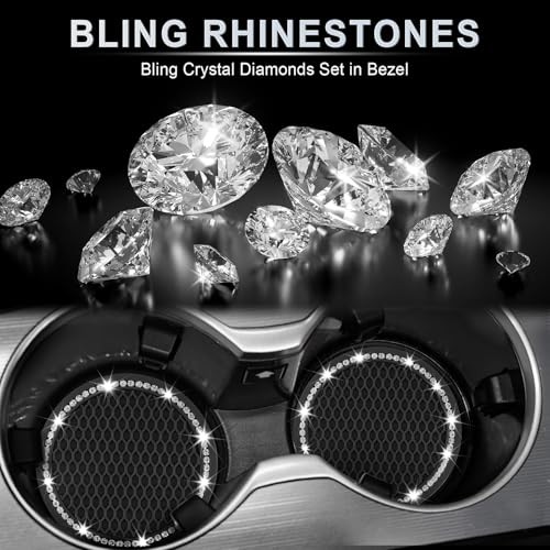 JUSTTOP Car Cup Holder Coaster, Insert 2 Pack Bling coaster(2 pack) 2pcs-black