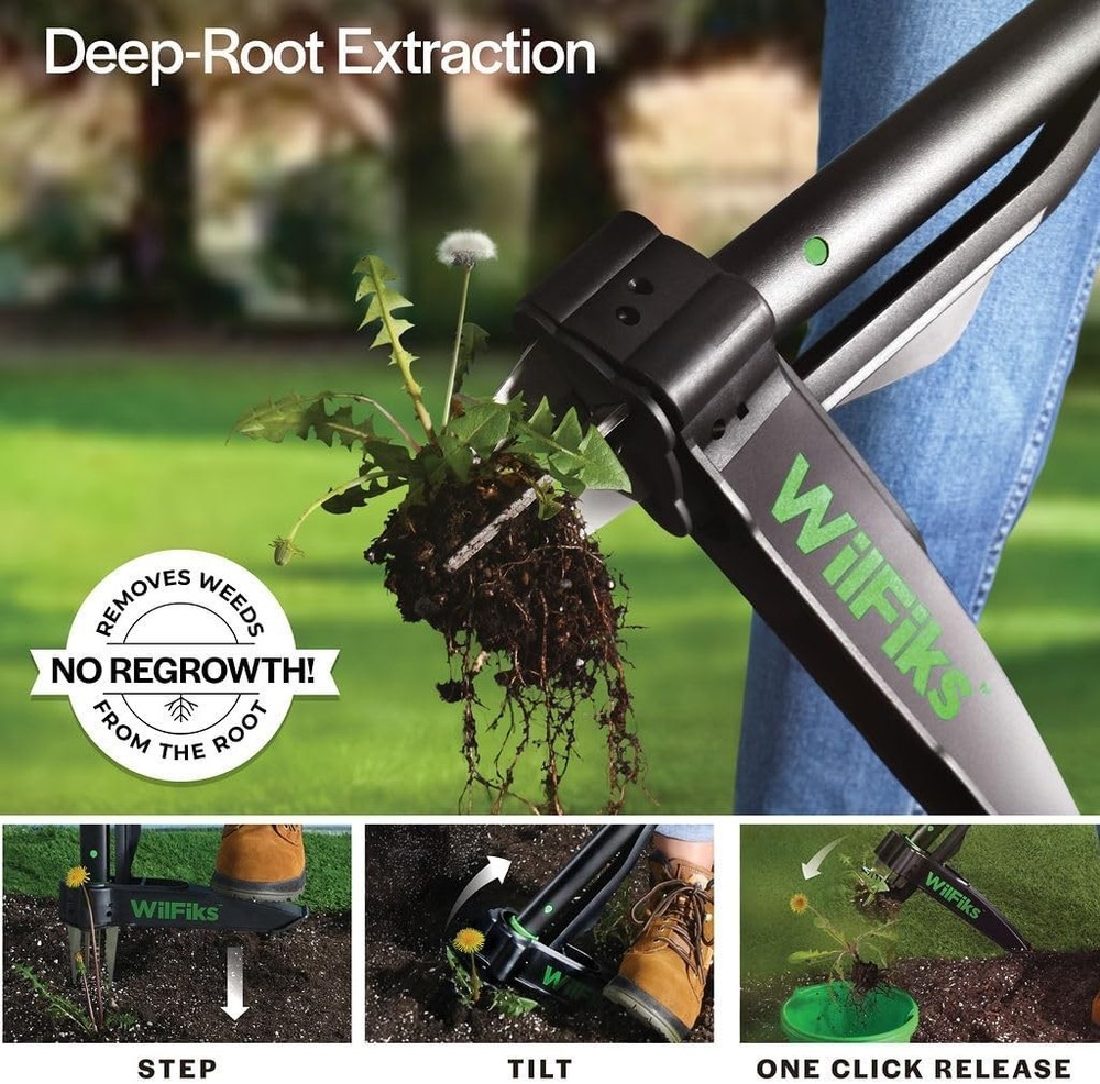 Weed Puller Tool with Long Adjustable Handle 36", 40", & 45", Quick-Release W...