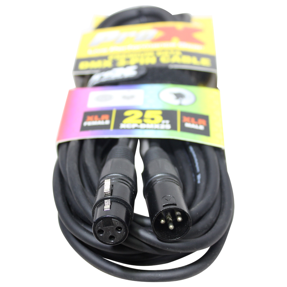 10 Pack 3 Pin DMX 25' ft Stage Lighting Shielded Cables By PRO X