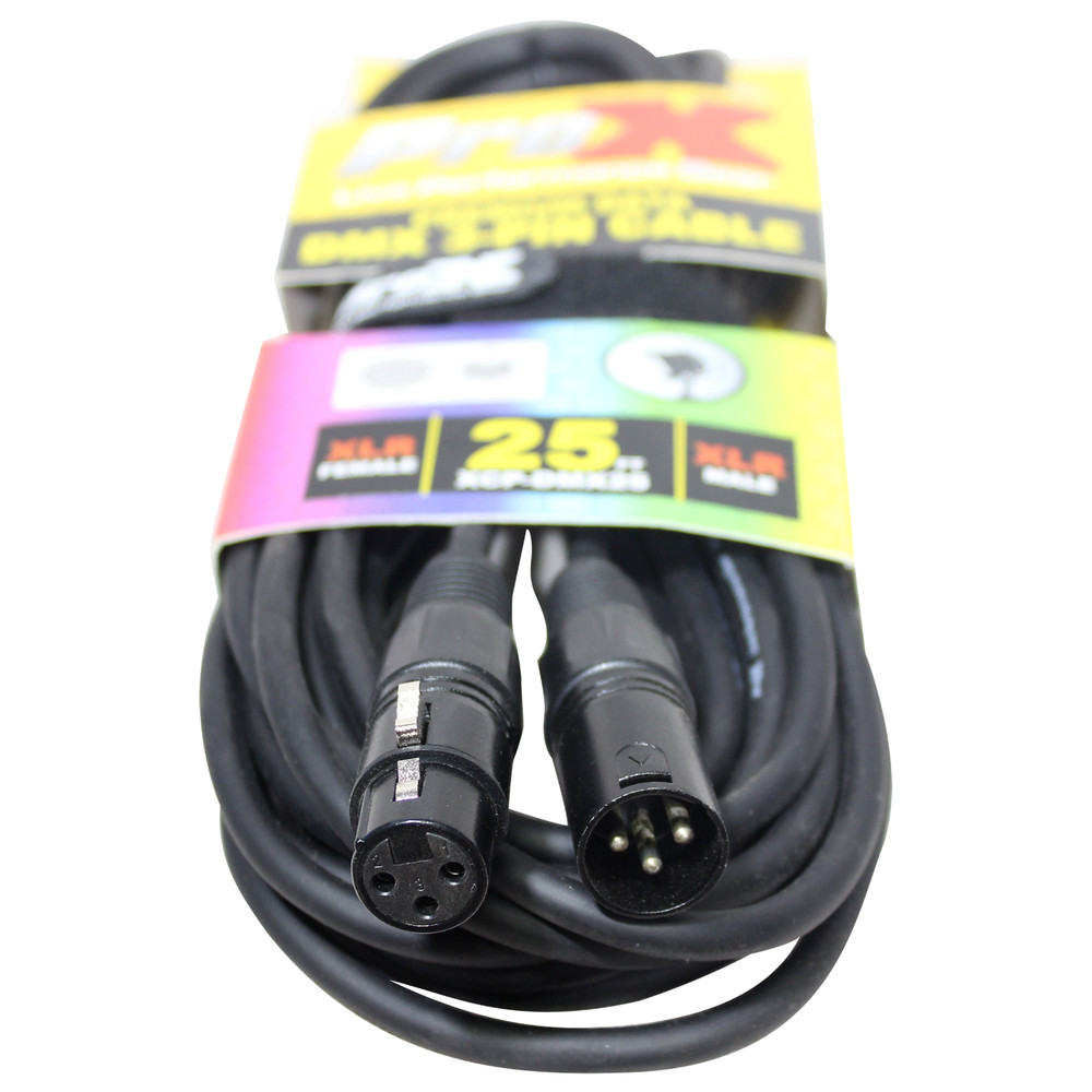 30 Pack 3 Pin DMX 25' ft Stage Lighting Shielded Cables By PRO X