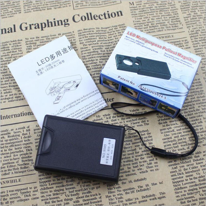 30x pull-out Magnifying Glass LED UV light Microscope Jewelry Appraisal