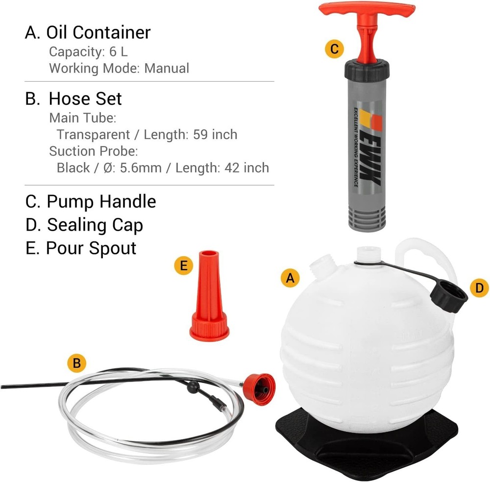 Efficient 6L Fluid Extractor Pump - Ideal for Automotive Maintenance and More