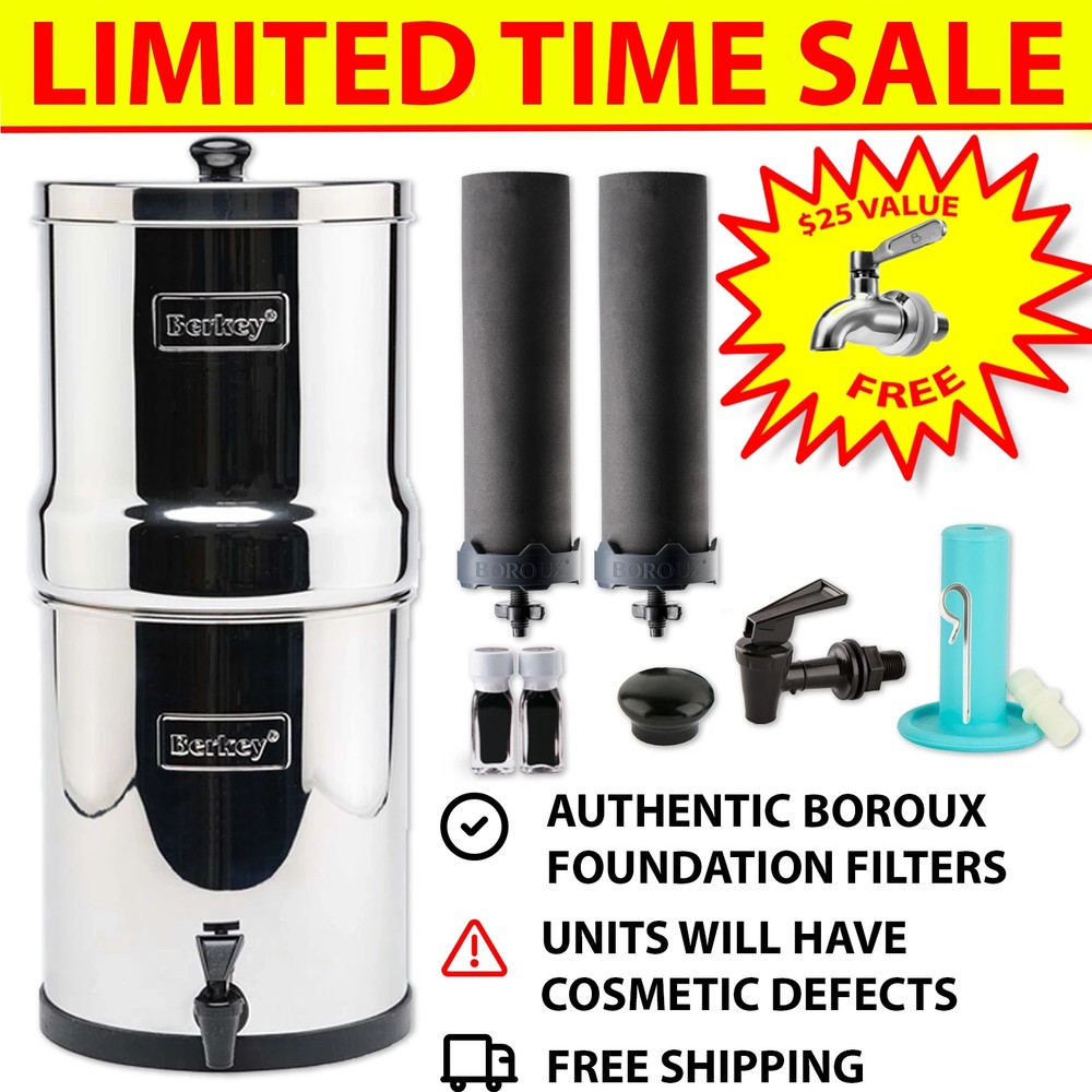 BLEMISHED Berkey Water Filter System w/ WQA Certified Boroux Black Filters