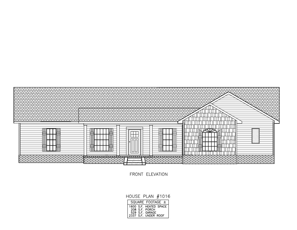Ranch House Plans 1600 SF 3 Bed 2 Bath Split BR - Open Floor (Blueprints) #1016