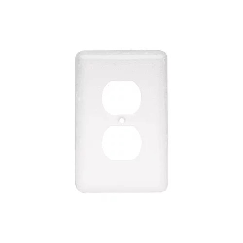 Stamped Round Single Duplex Wall Plate White