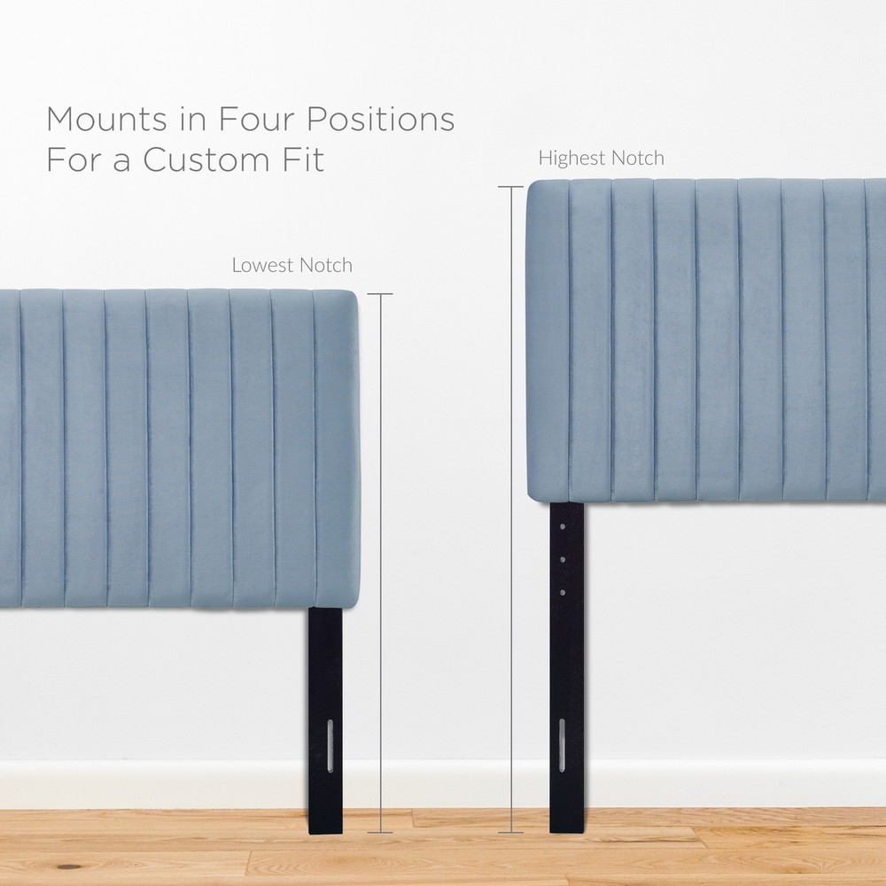 Keira Performance Velvet Twin Headboard in Light Blue