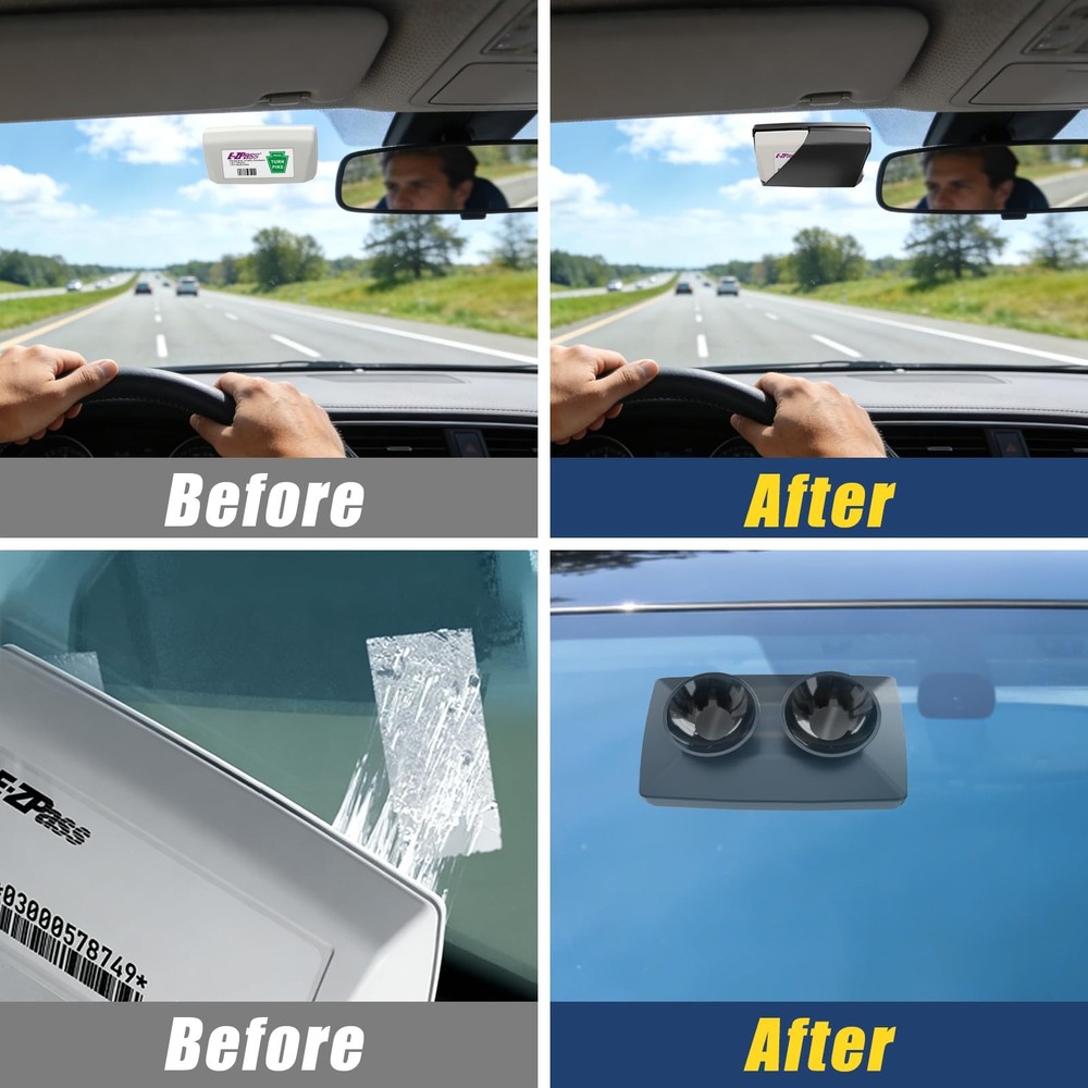 Zeyitian EZ Pass Holder with Super Strong Suction Cups for Windshield. Ezpass...