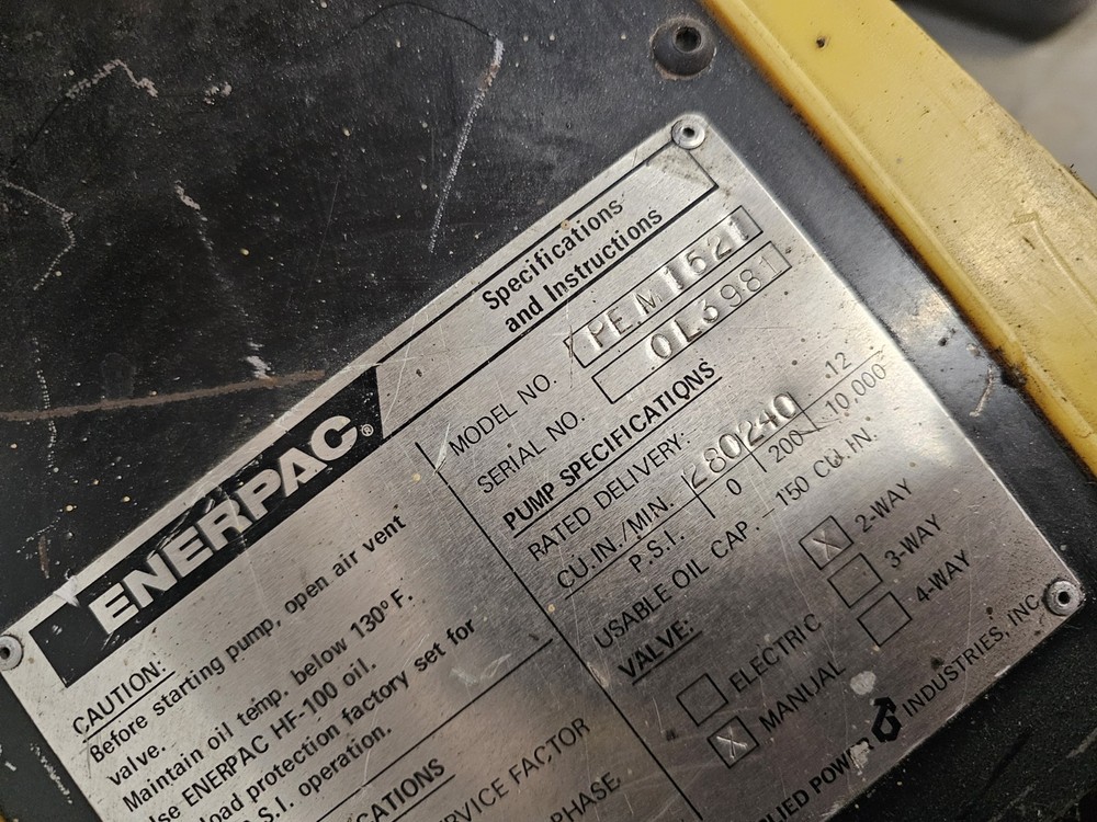 Enerpac Hydraulic Pump Pipe Bender Model PEM1521 *Tested & Works*