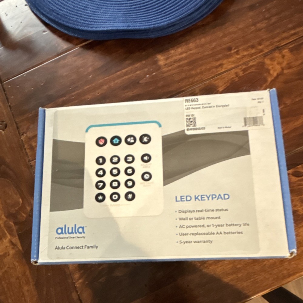 alula RE663 LED Keypad, Real-Time Status, Wall/Table Mount, AC/Battery, White