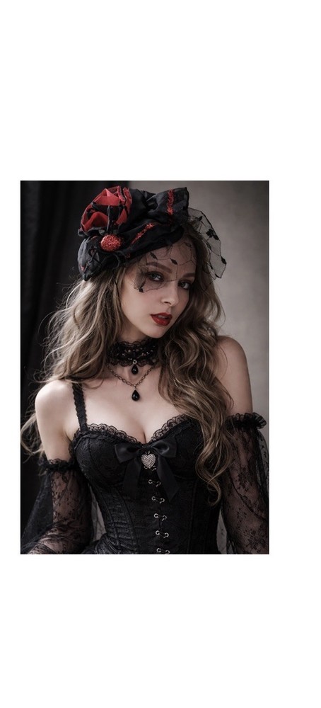 NWT Dark Coquette Gothic Steampunk Black & Red Spider Pill Hat