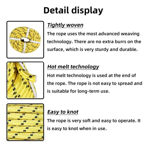 Bull Rope 1/2"×200' Double Braid Polyester Rope 6180Lbs Breaking Strength Yellow
