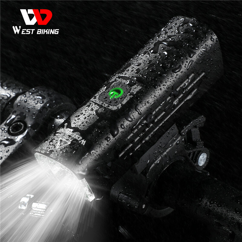 WEST BIKING Bicycle Front Light 1300 Lumen LED USB Rechargeable Light Flashlight