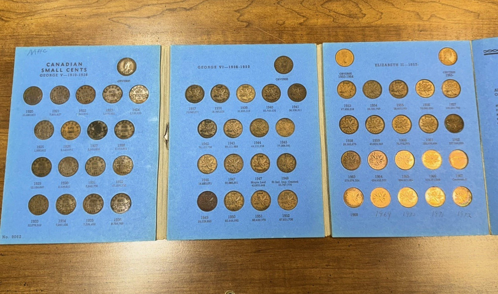 canadian small cent collection 1920 to 1972
