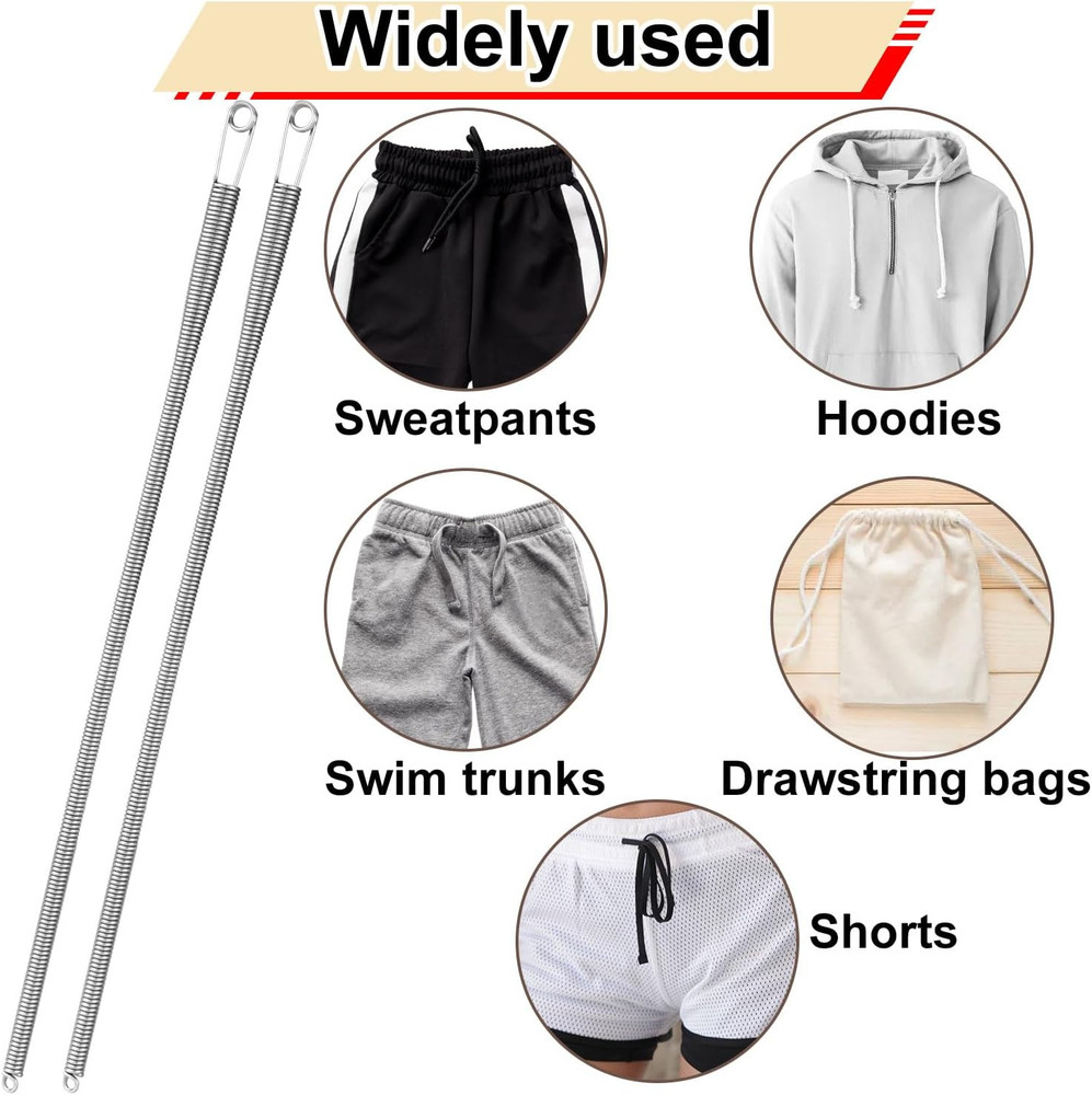 2pcs Drawstring Threader Tool, Metal Spring Threader Drawstring Tool Flexible El