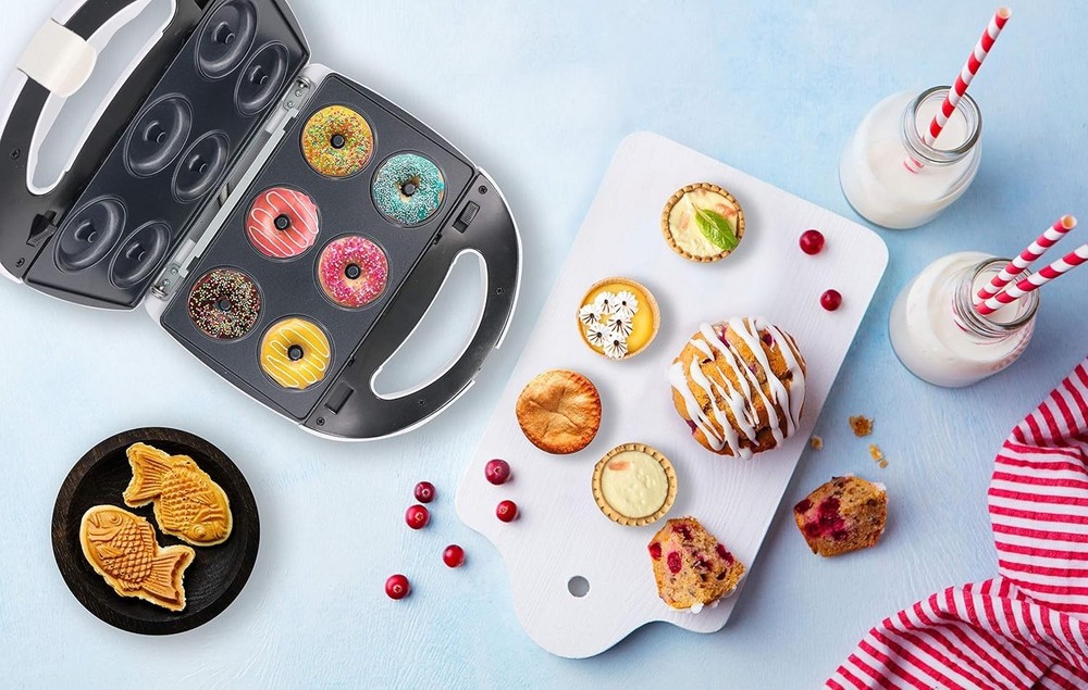 Mini-Donuts Maker Mini-Pie & Quiche Maker Taiyaki Maker – NEW 3 in 1 Three