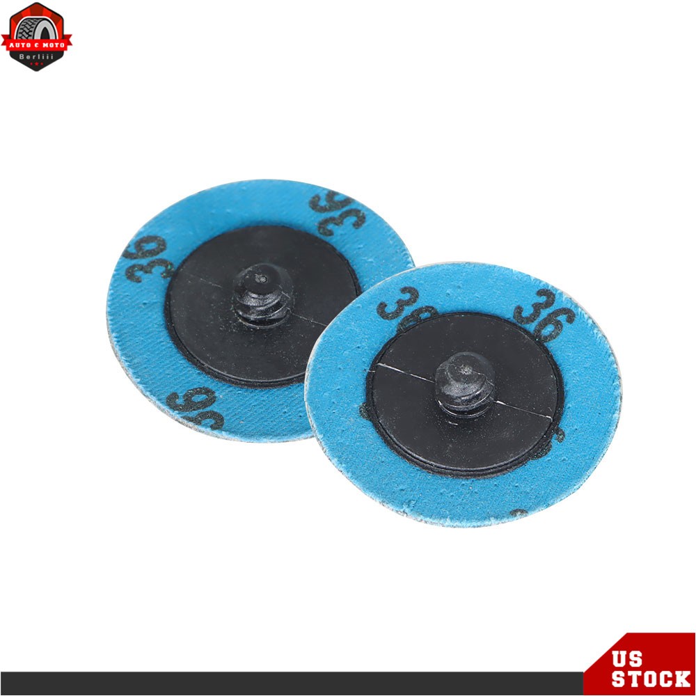 25 Pack 2" 36 Grit Zirconia + Grind Aid Quick Change Sanding Discs Type New