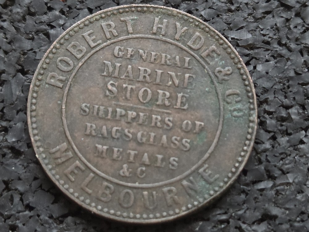 Australia Trade Token Robert Hyde & Co Melbourne 1/2d 1861