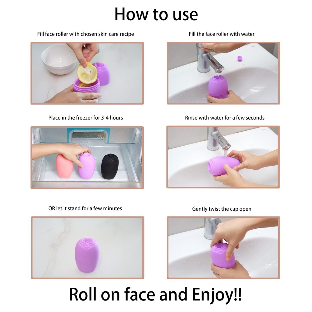 Evmliy 2Pack Ice Face Roller, Silicone Roller for to 2Pack, Black