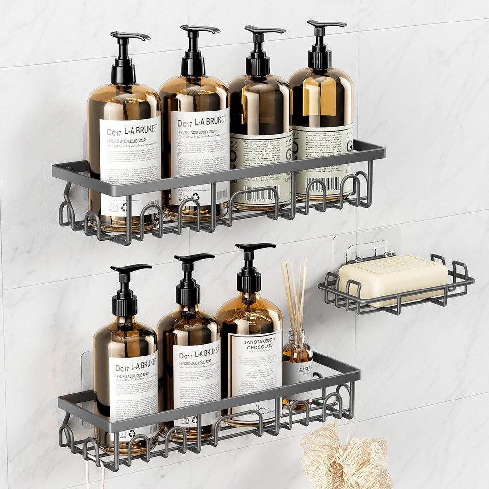 Shower Caddy, 3 Pack Shower Shelves for Inside Bathroom, Rustproof Adhesive Bath