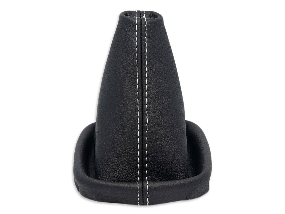 FOR AUDI A6 C5 1997-2001 GEAR SHIFT BOOT GAITER LEATHER STITCHING WHITE + FRAME