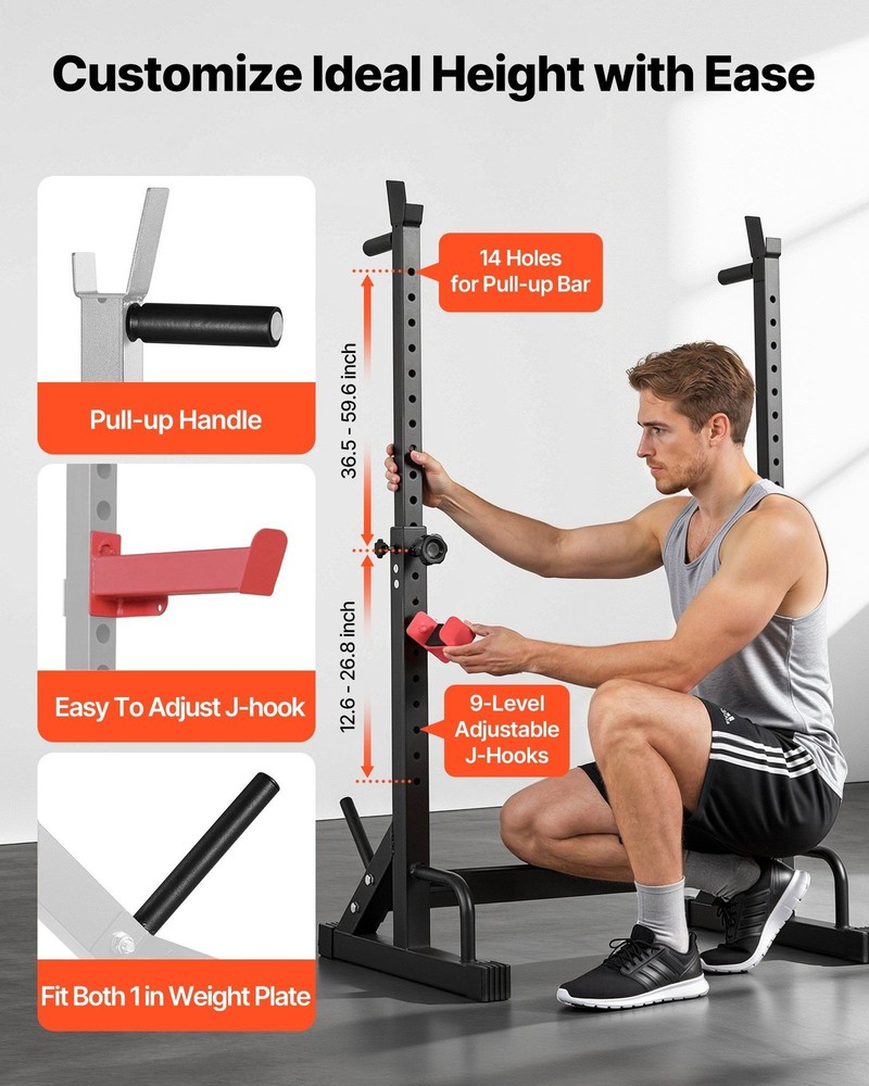 Compact Power Cage: 6.9 sq.ft, 550lb Support, Adjustable J-Hooks & Width