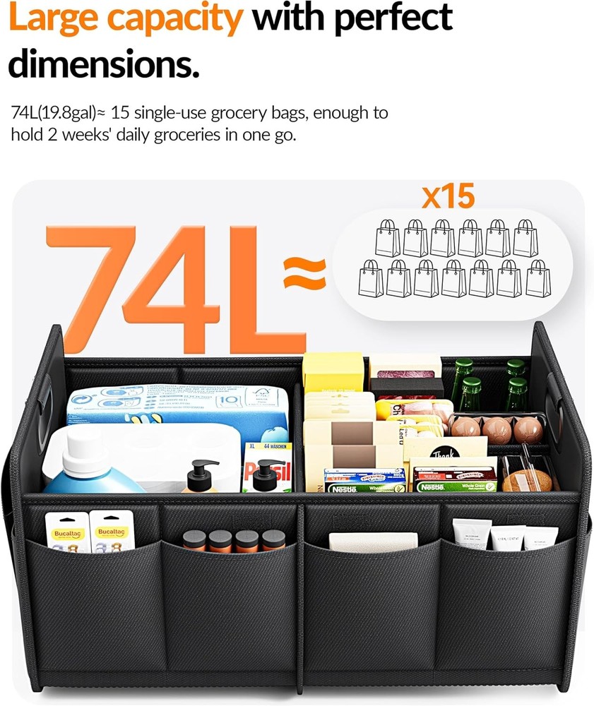 Trunk Organizer Car Storage Collapsible MultiCompartment Foldable