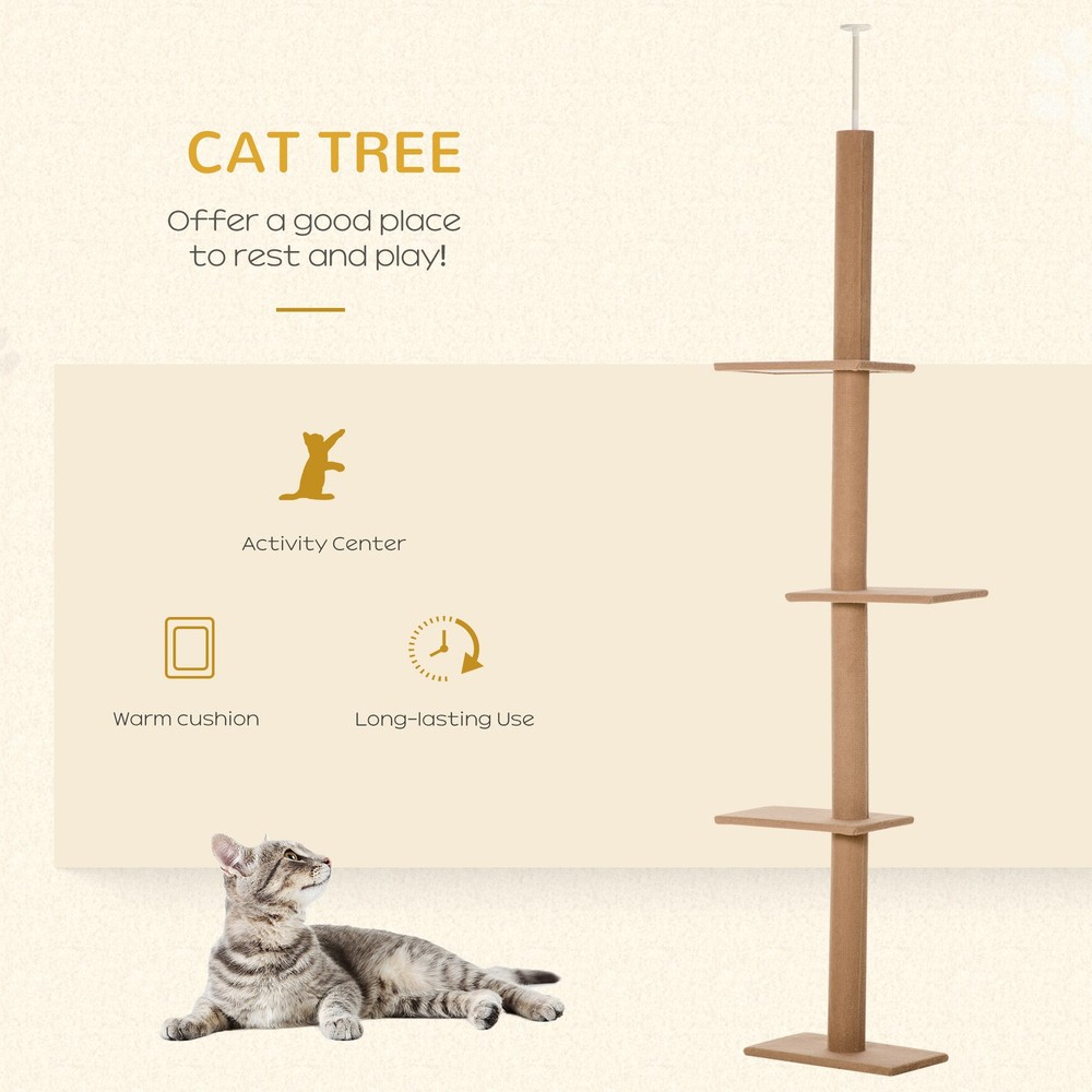 4-Level Height Adustable Cat Tree Condo Brown