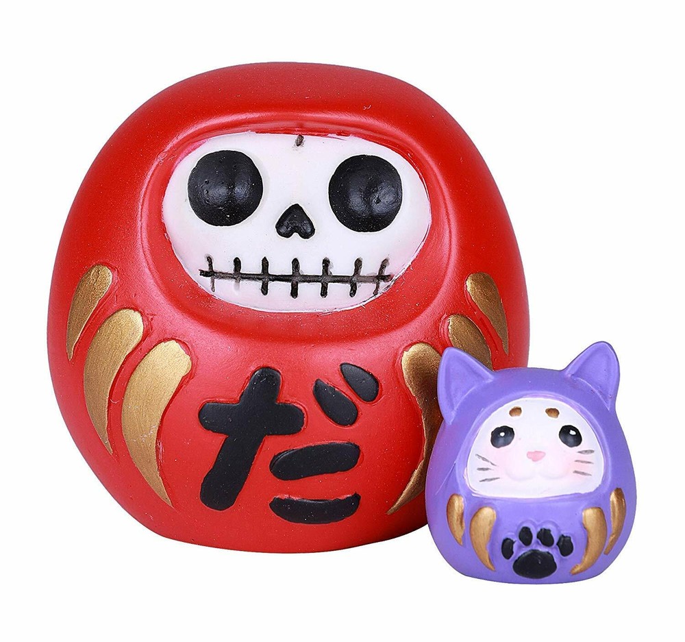Furrybones Japanese Daruma With Mouse Friend Skeleton Statue Toy Furry Bones