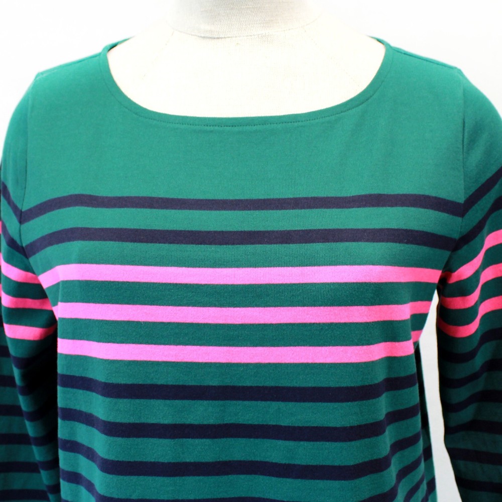 TALBOTS Plus Green Authentic 100% Cotton Striped Tank Tee Top 3X