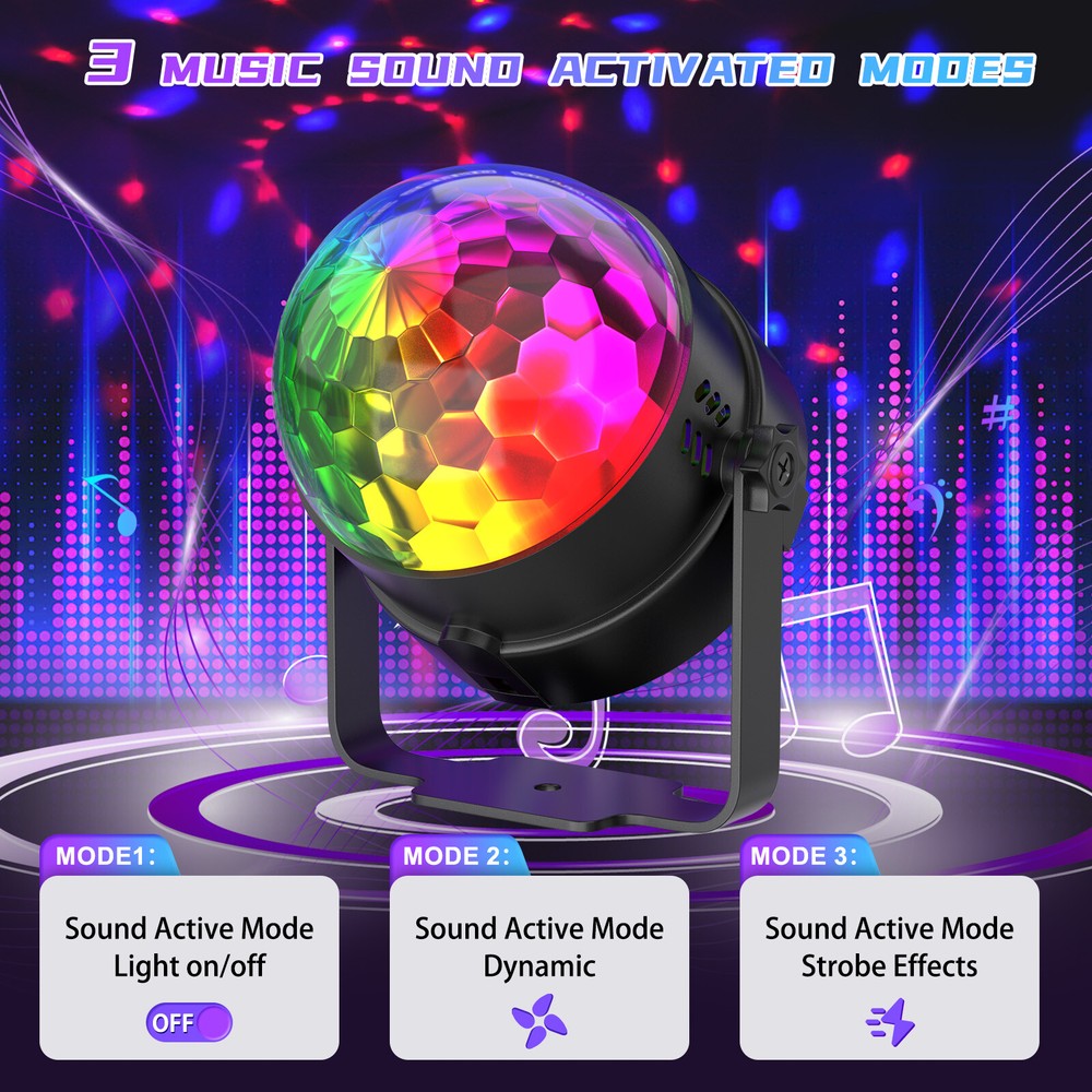 UV 3 LEDs Magic Ball Light Party Disco Stage Light DJ Strobe Ball Remote Control