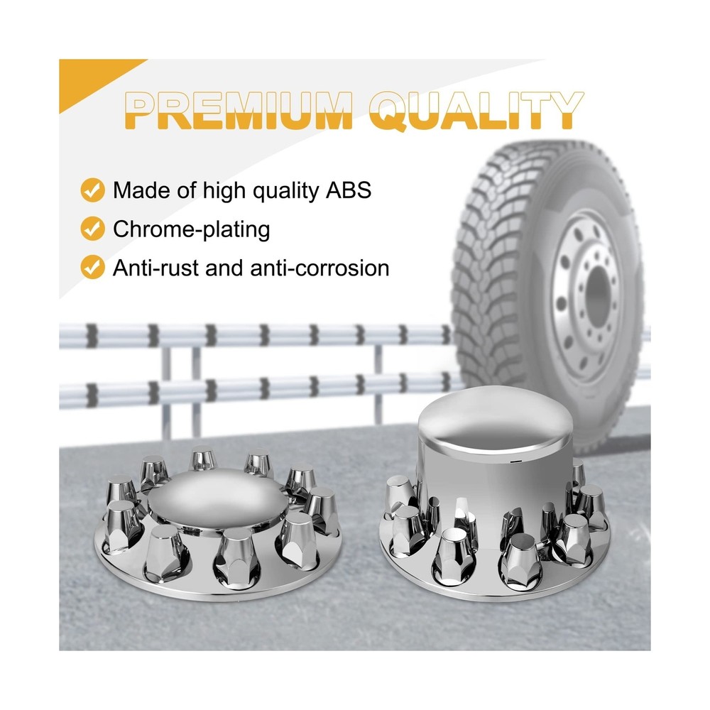 33mm Axle Cover Chrome Dome Combo Kit Thread-On Lug Nut Covers with 2 Front a...