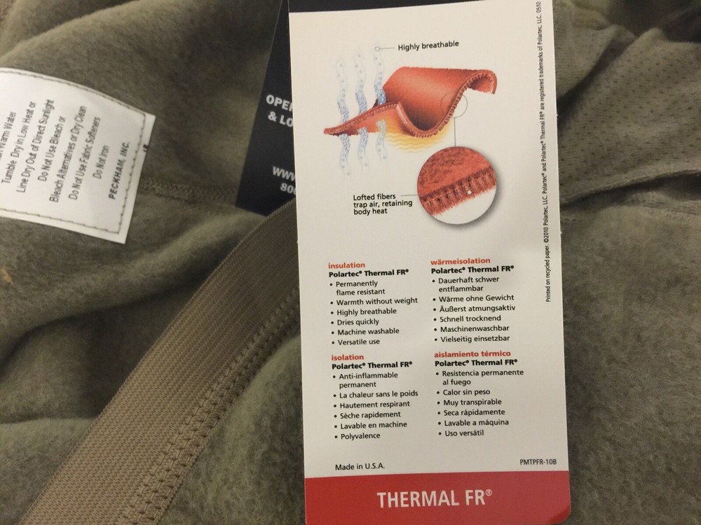 LONG JOHNS FLAME RESISTANT&WICKING, 2007,XLARGE REGULAR ,US MADE