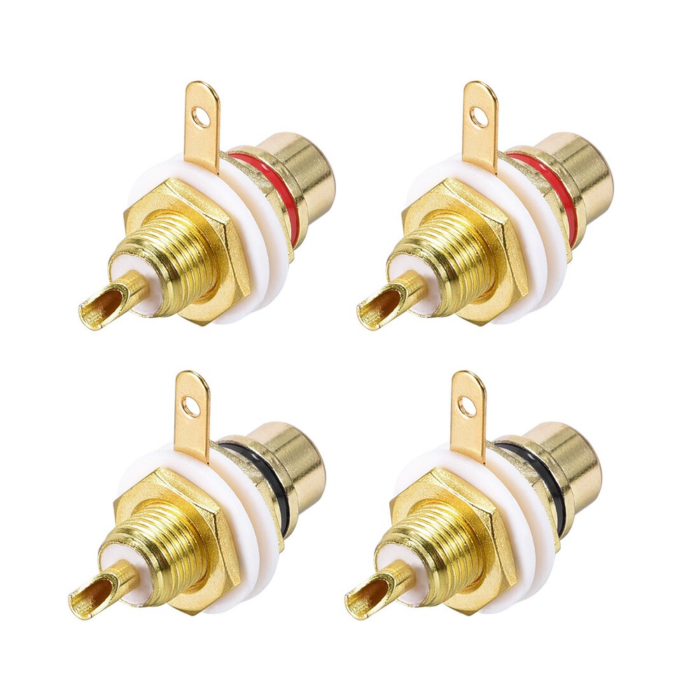 RCA Female Panel Mount Chassis Socket Jack Audio Connector RCA Plug #4pcs