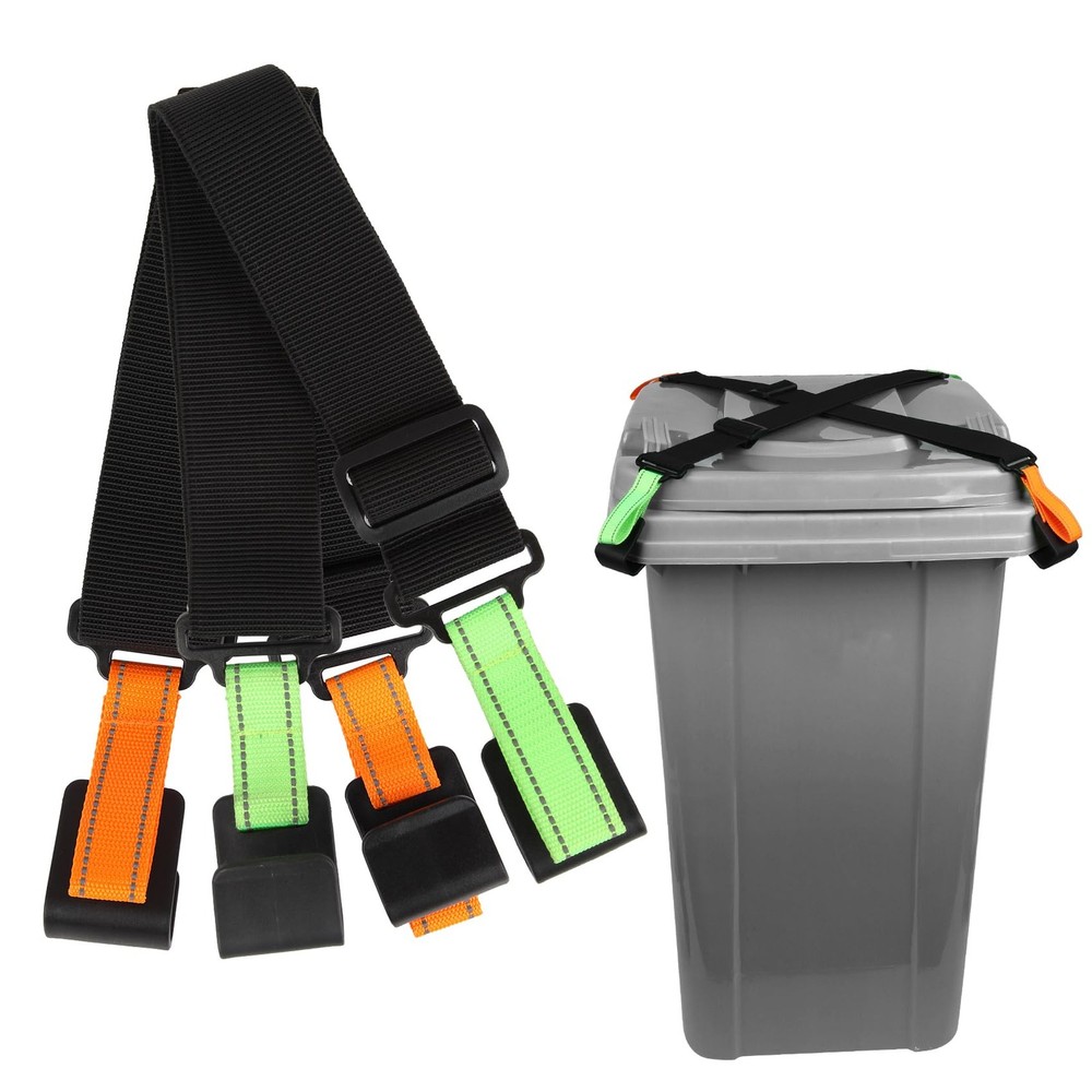 2 Pack Trash Can Locks Animals Adjustable Strap, Garbage Bin Raccoon Proof