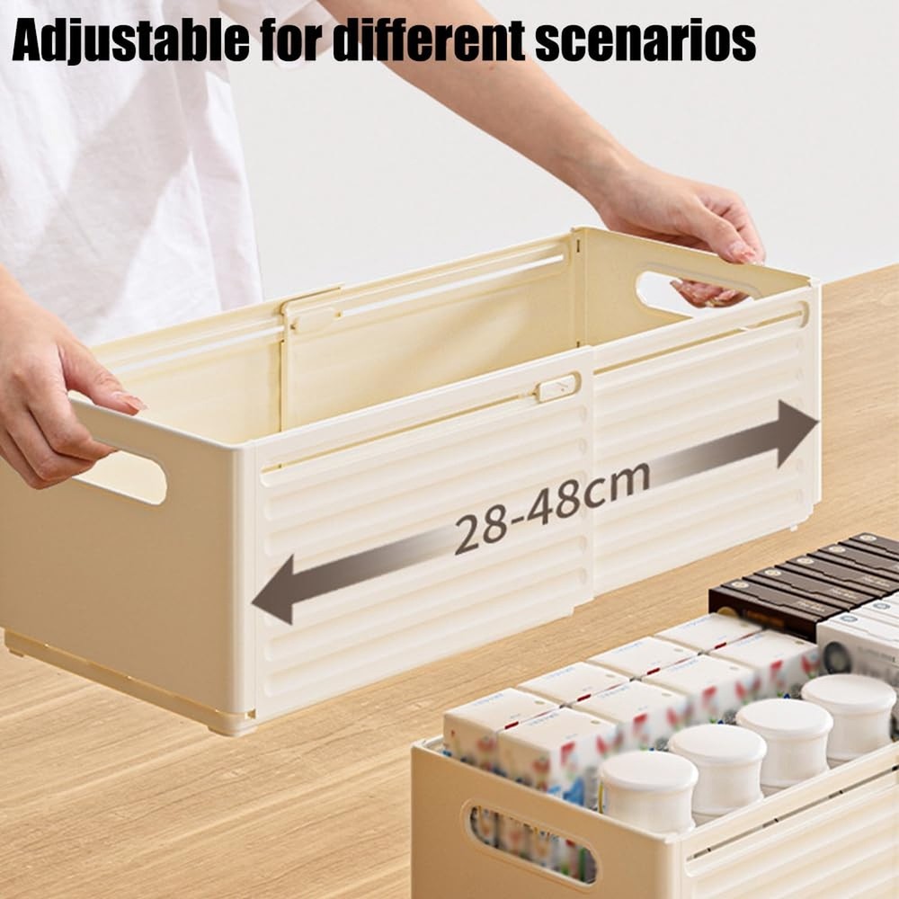 Foldable Storage Bins, 2 Pack Plastic Expandable Boxes for Organizing, Adjust...