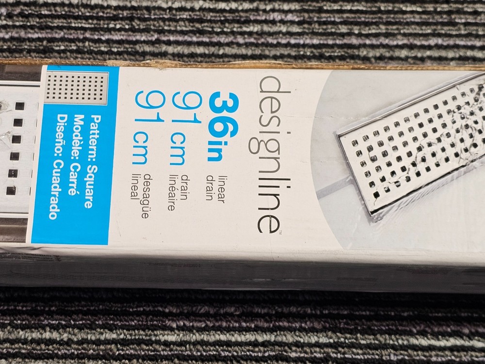 Oatey Designline 36 in. Stainless Steel Linear Shower Drain Square Pattern Grate