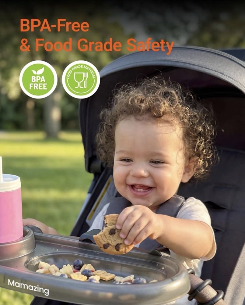 3-in-1 Universal Stroller Accessory Snack Tray with Cup & Phone Holder