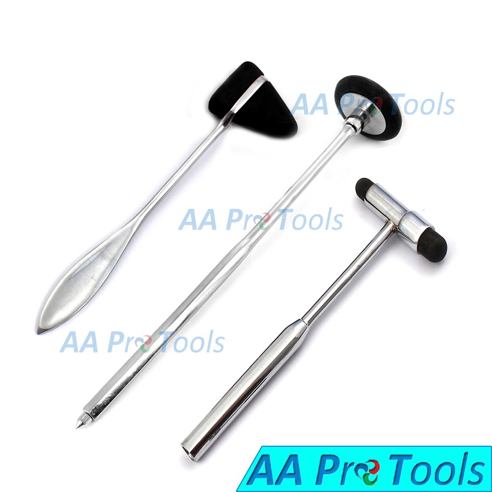 3 Pieces Set In Black - Taylor, Babinski, Buck Neurological Reflex Hammers