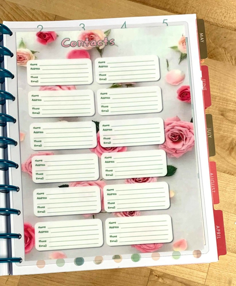 Contacts Addresses Keeper Dashboard 4 use w/ BIG Happy Planner~