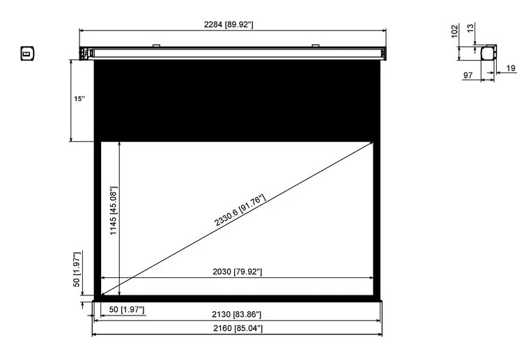New Silver Ticket 92" Diagonal Wall/Ceiling-Mounted Electric Projector Screen