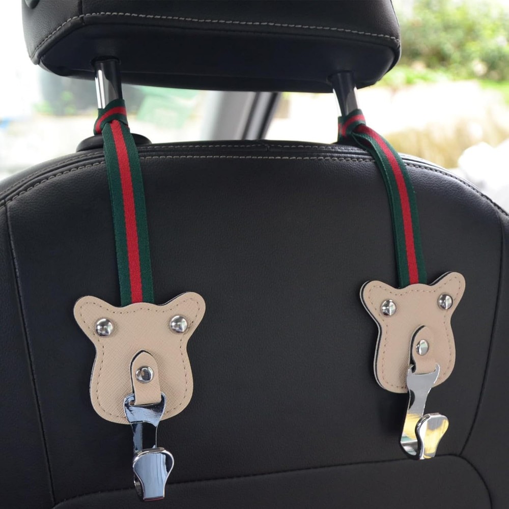 High-Quality Beige Car Headrest Hook Set - Stylish Organizer for Clean Driving