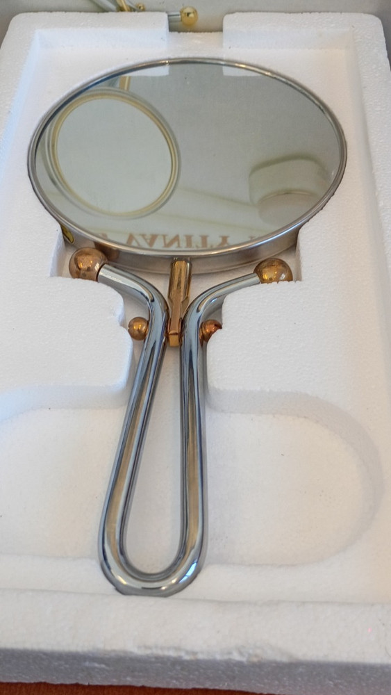 Vintage Posable Vanity Mirror Silver & Gold Tone