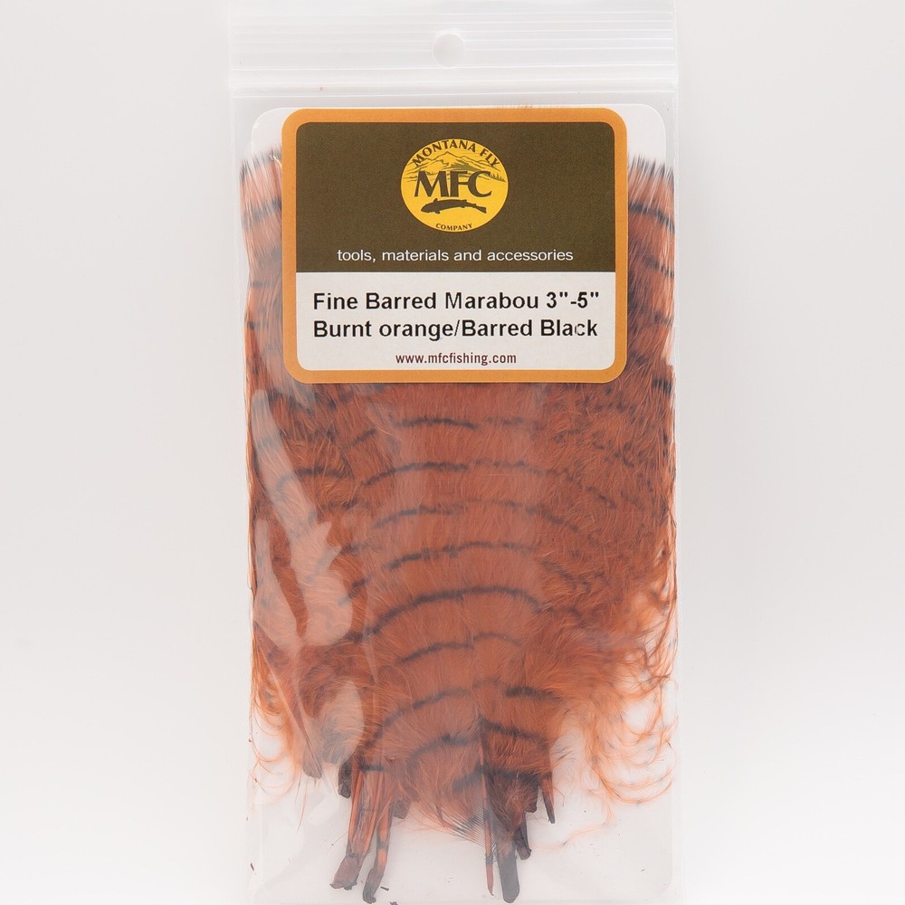 MFC Fine Barred Marabou 3-5" - Burnt Orange/Black
