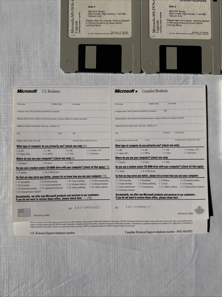 Microsoft MS-DOS 6.22 Upgrade Original in Box, 4 Disks & User Guide Untested