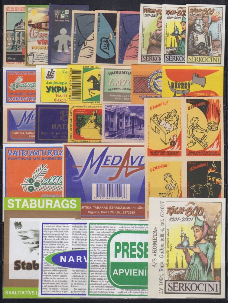 Latvia - 1950-90s "Local" Matchbox Labels