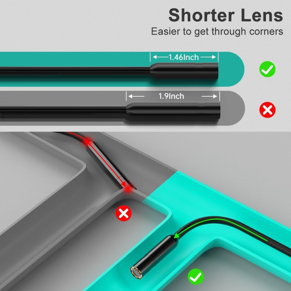 1080P HD Endoscope Borescope 8mm Inspection Snake Camera for iPhone Android iOS