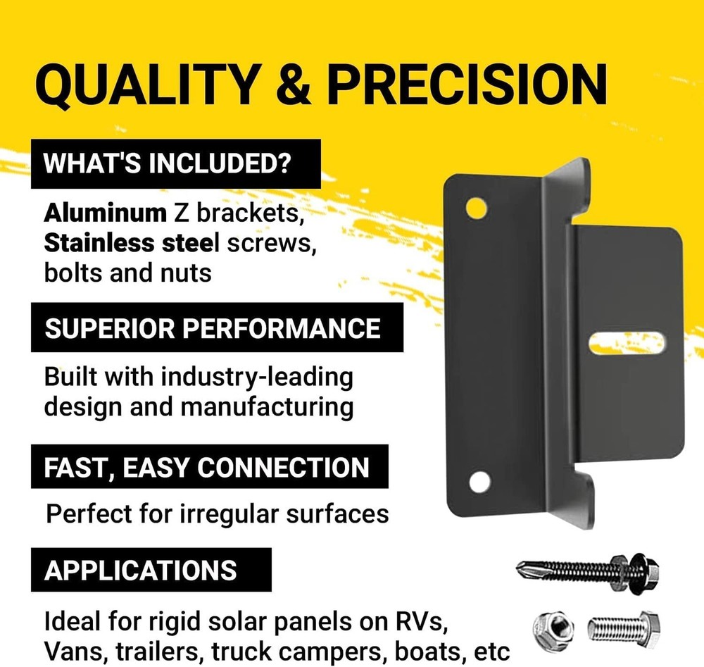 Spartan Power Black Solar Panel Z Bracket Mount - Lightweight Anodized Alumin...