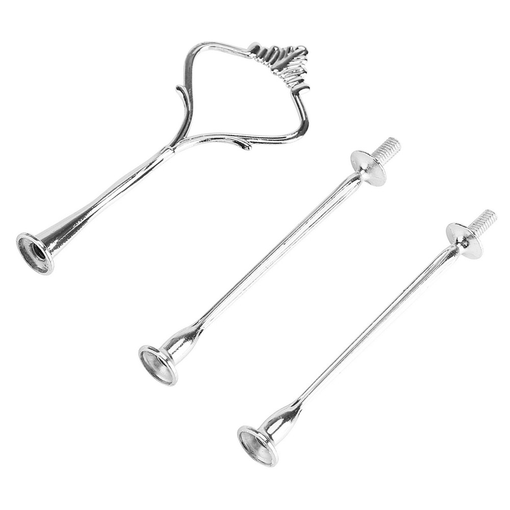 (3tiers Crown Silver)Multi Tiers Cake Tray Stand Handle Fruit Plate Hardware WT