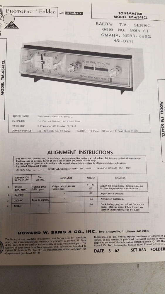 Sam's Photo Fact Set 883 5/67 Complete (D)
